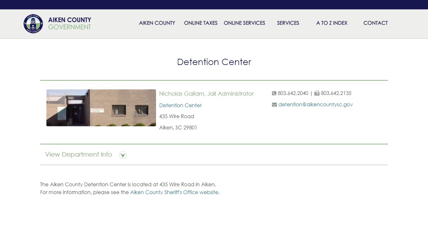 Detention Center - Aiken County Government